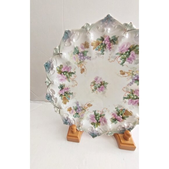 Antique MZ Austria Finger Hole Platter Collectible Hand Painted Platter 10 1/4" - Picture 8 of 16